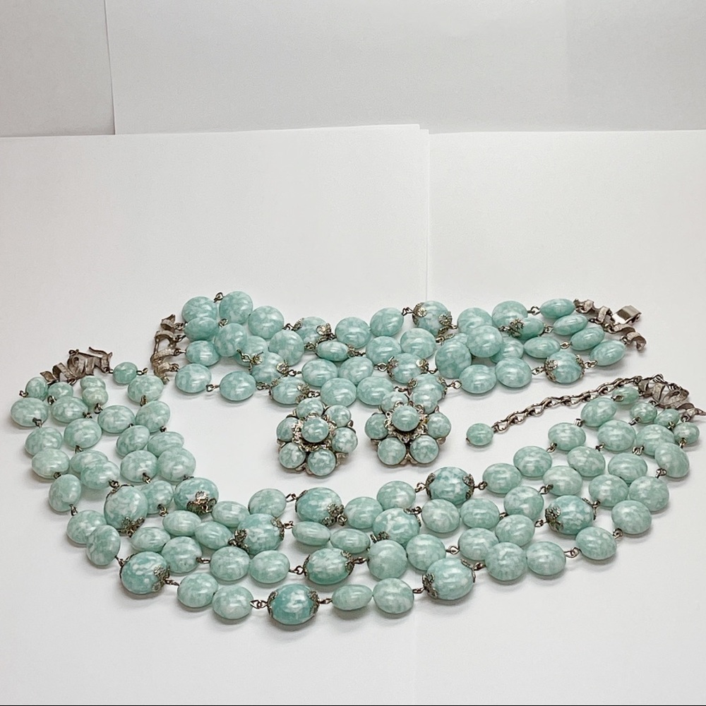 Vintage Kramer Turquoise Necklace Bracelet Earring